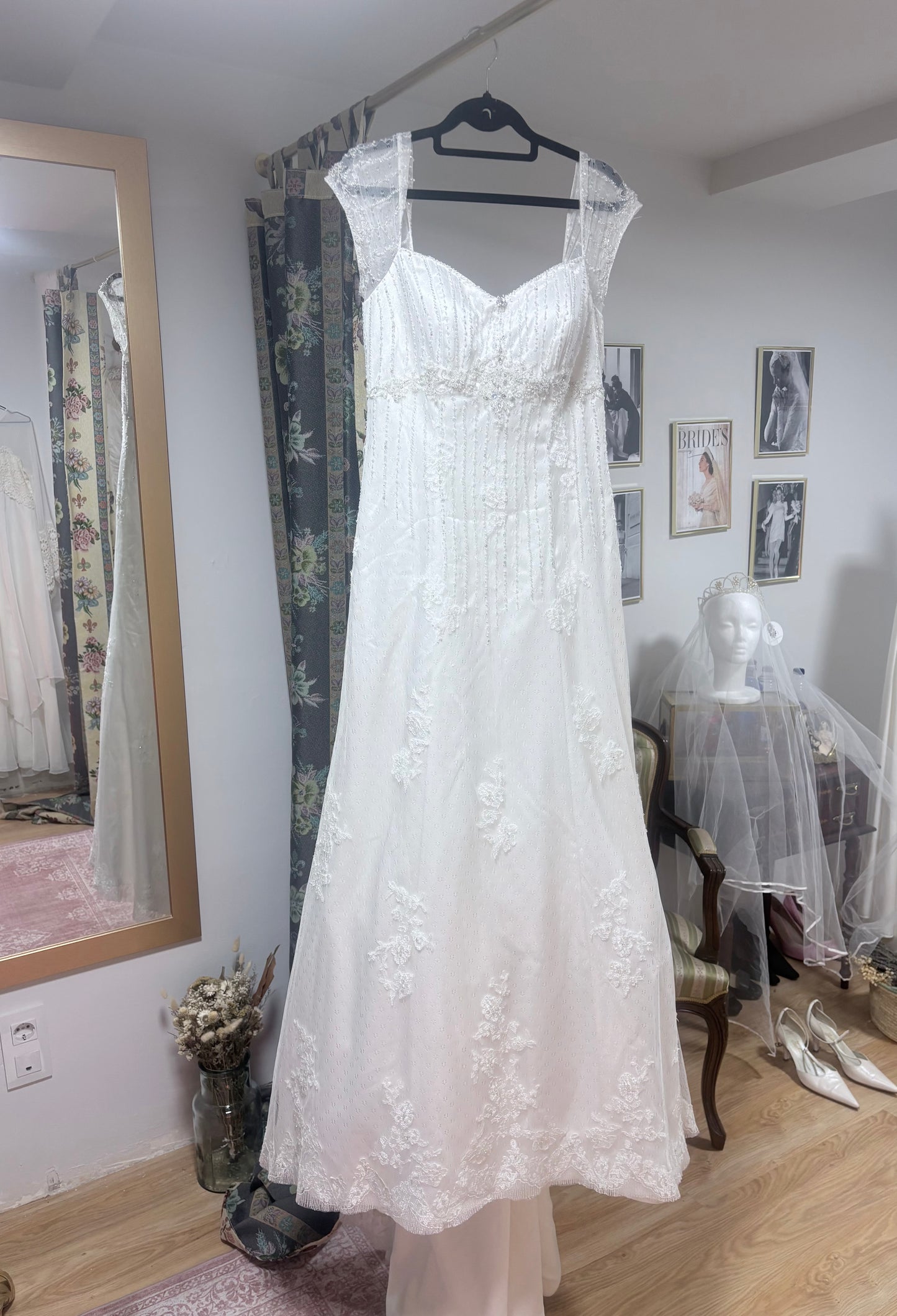 vestido novia vintage encaje y pedreria