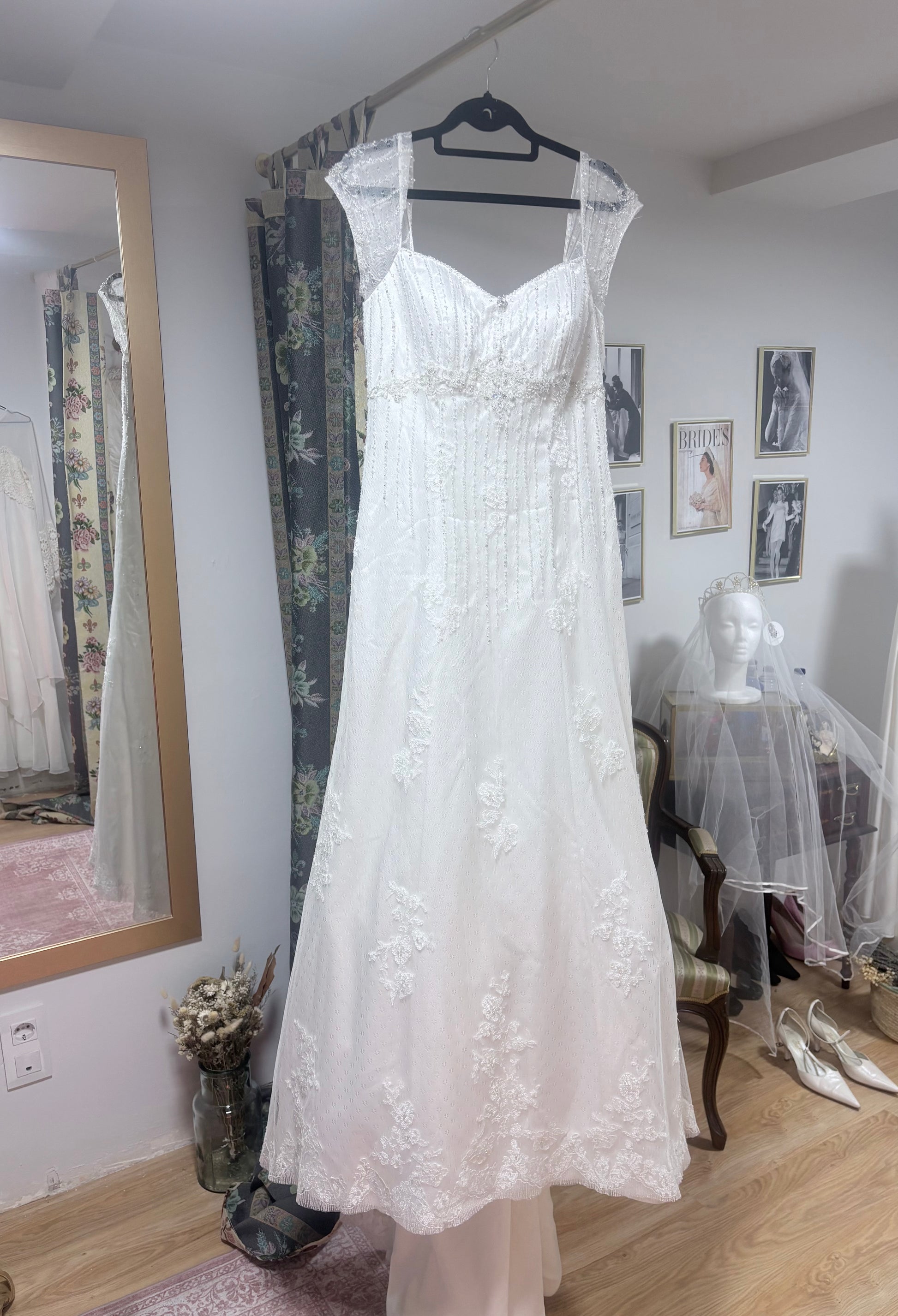 vestido novia vintage encaje y pedreria