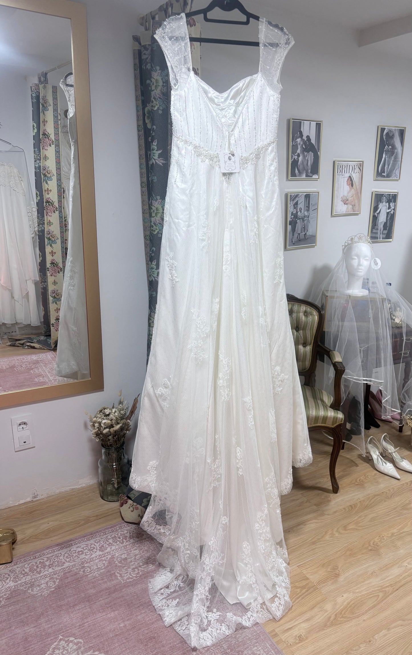 vestido novia vintage encaje y pedreria