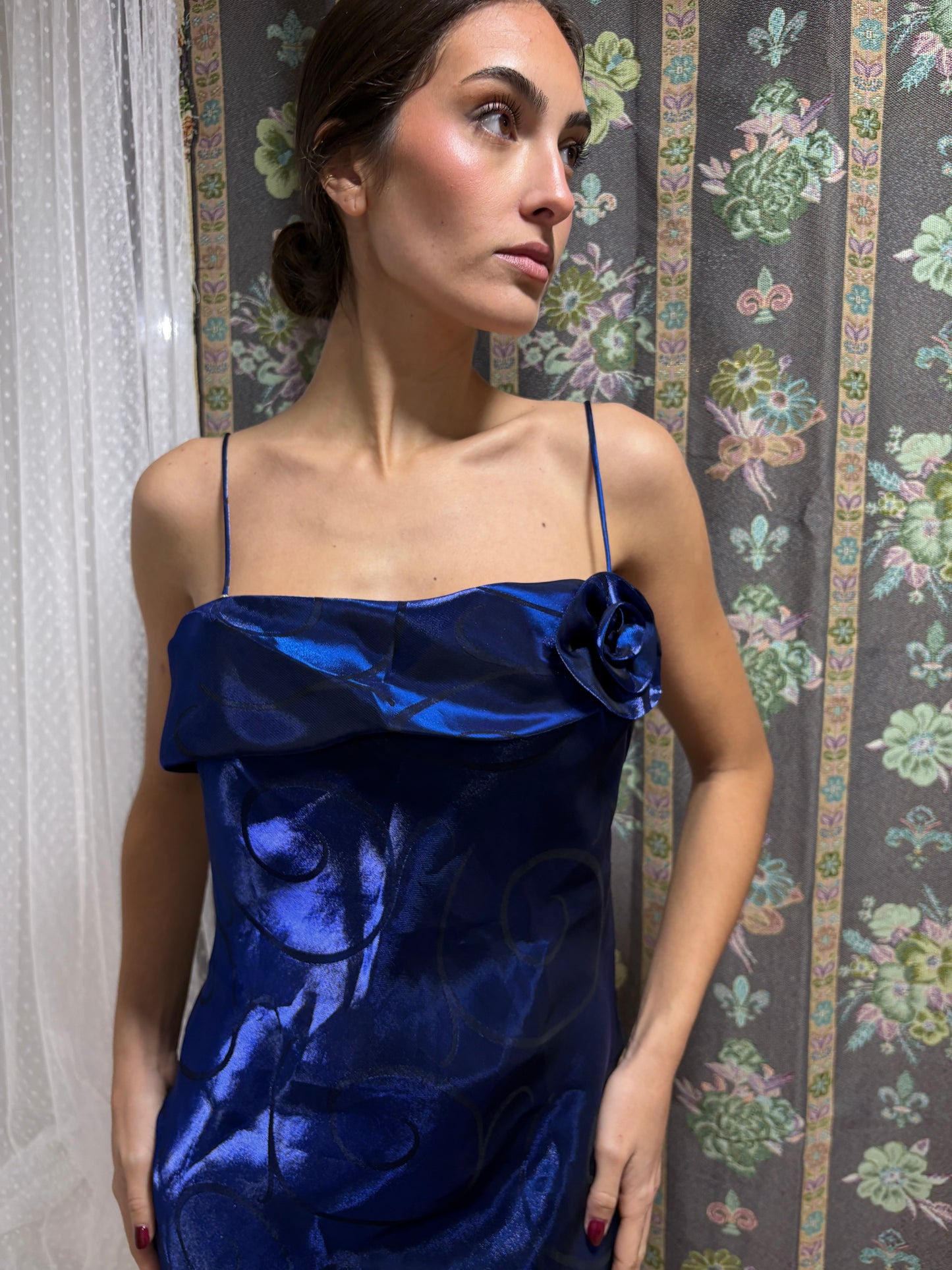 vestido vintage azul noche 