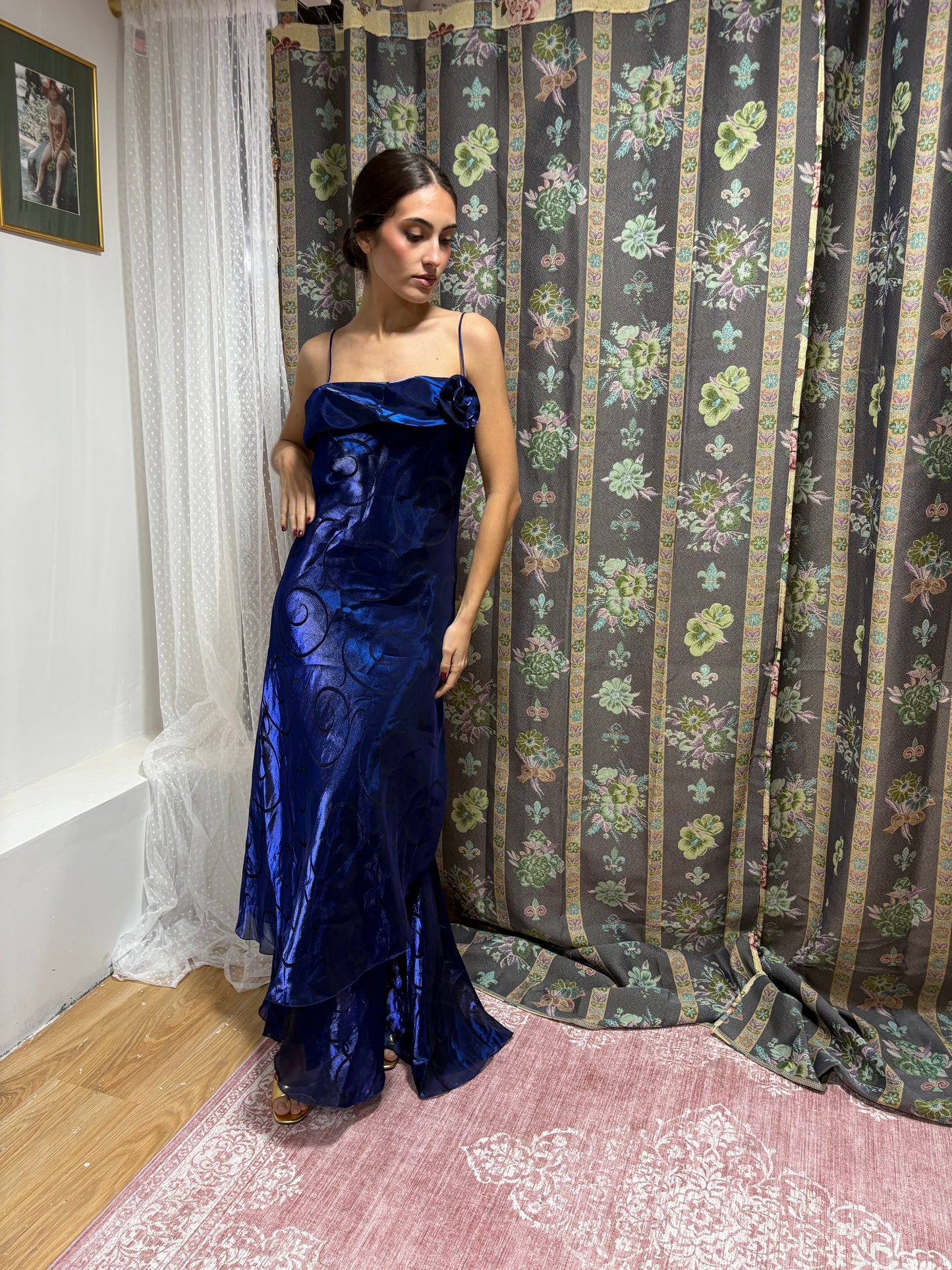 vestido vintage azul noche 