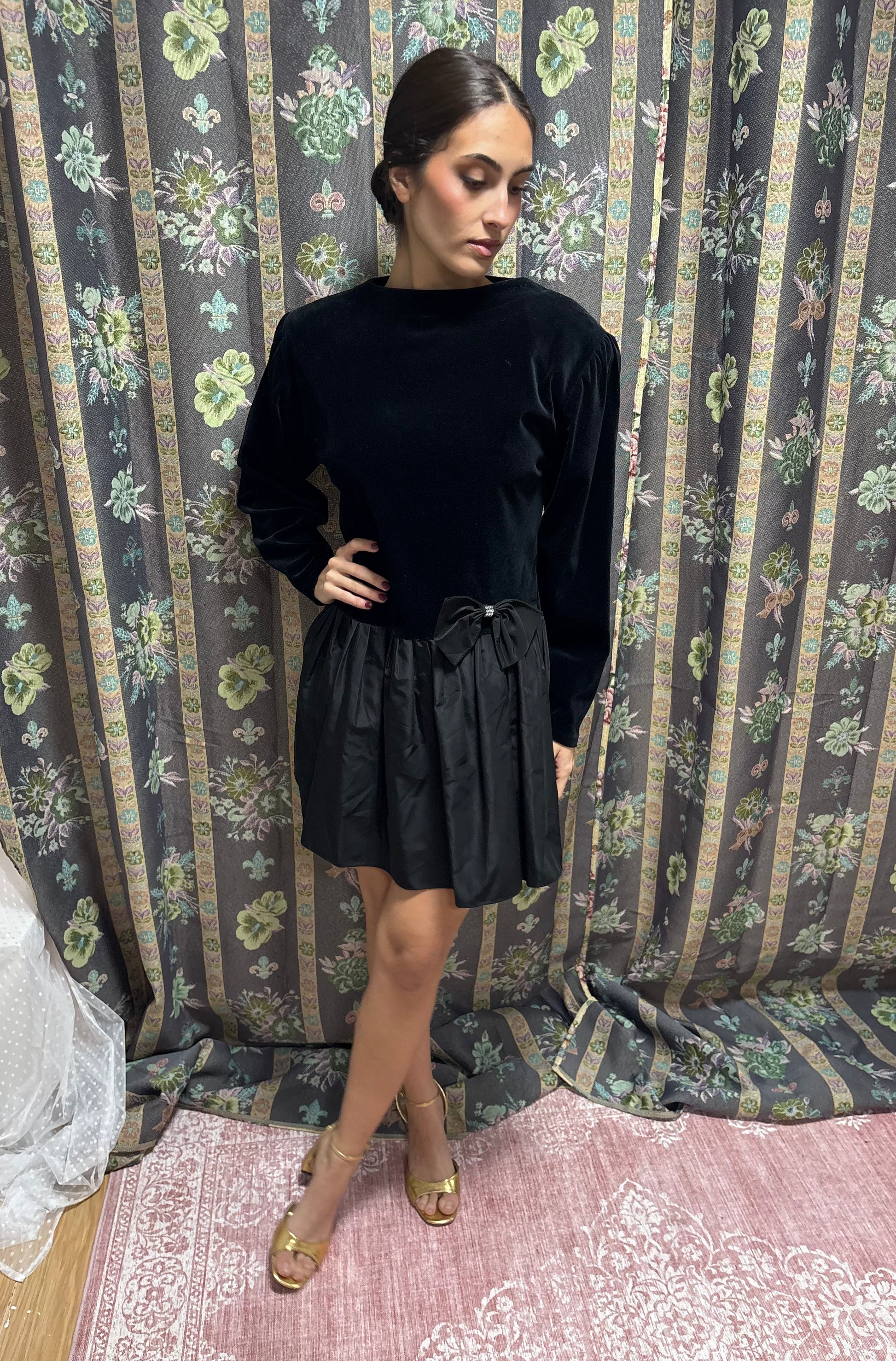 vestido vintage terciopelo negro 