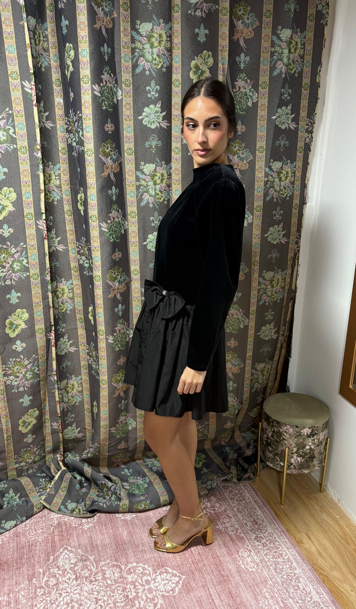 vestido vintage terciopelo negro 