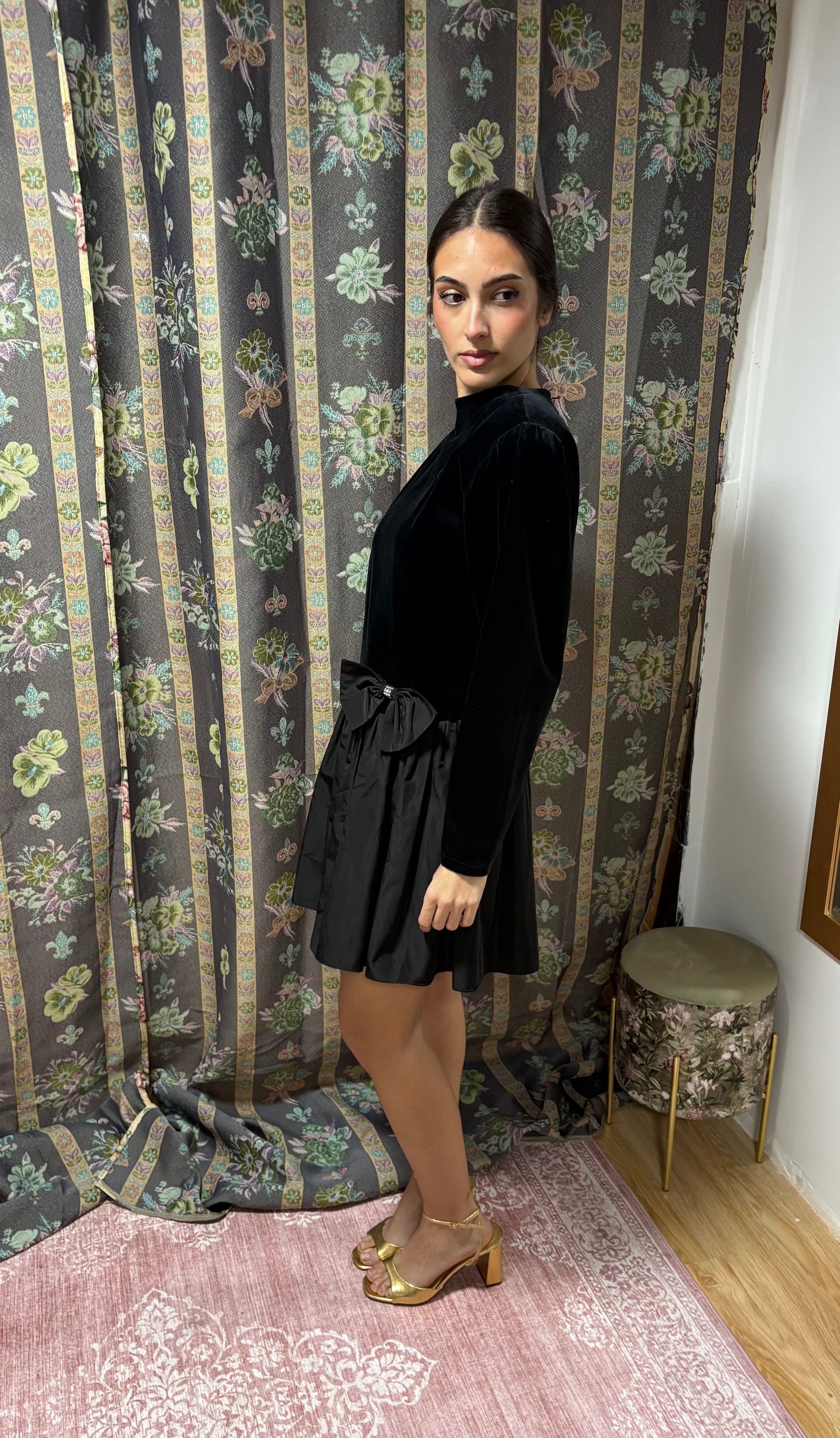 vestido vintage terciopelo negro 