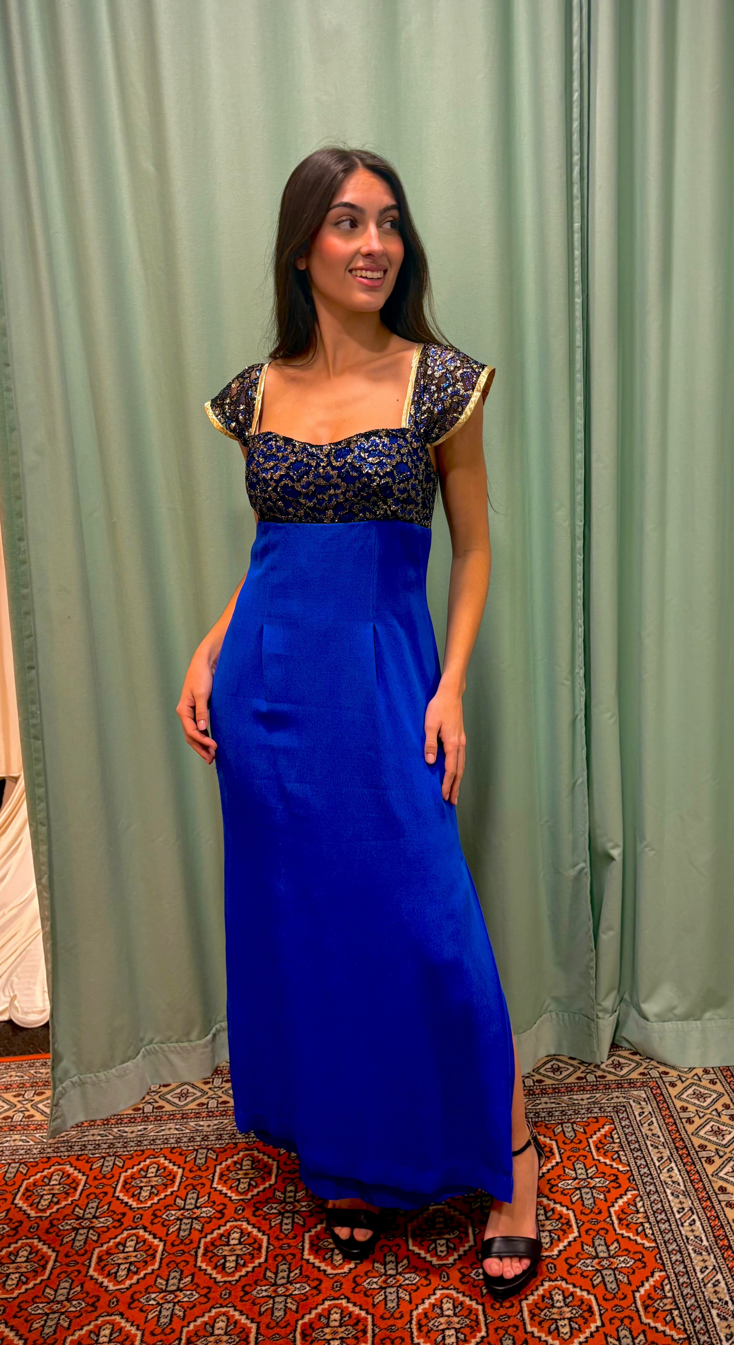 Cobalt blue dress from the 80s
