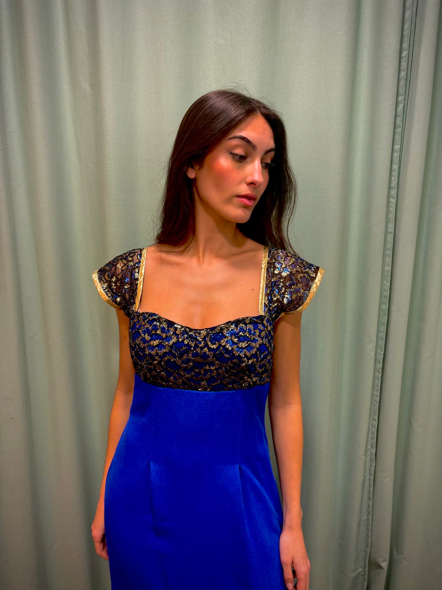 Cobalt blue dress from the 80s