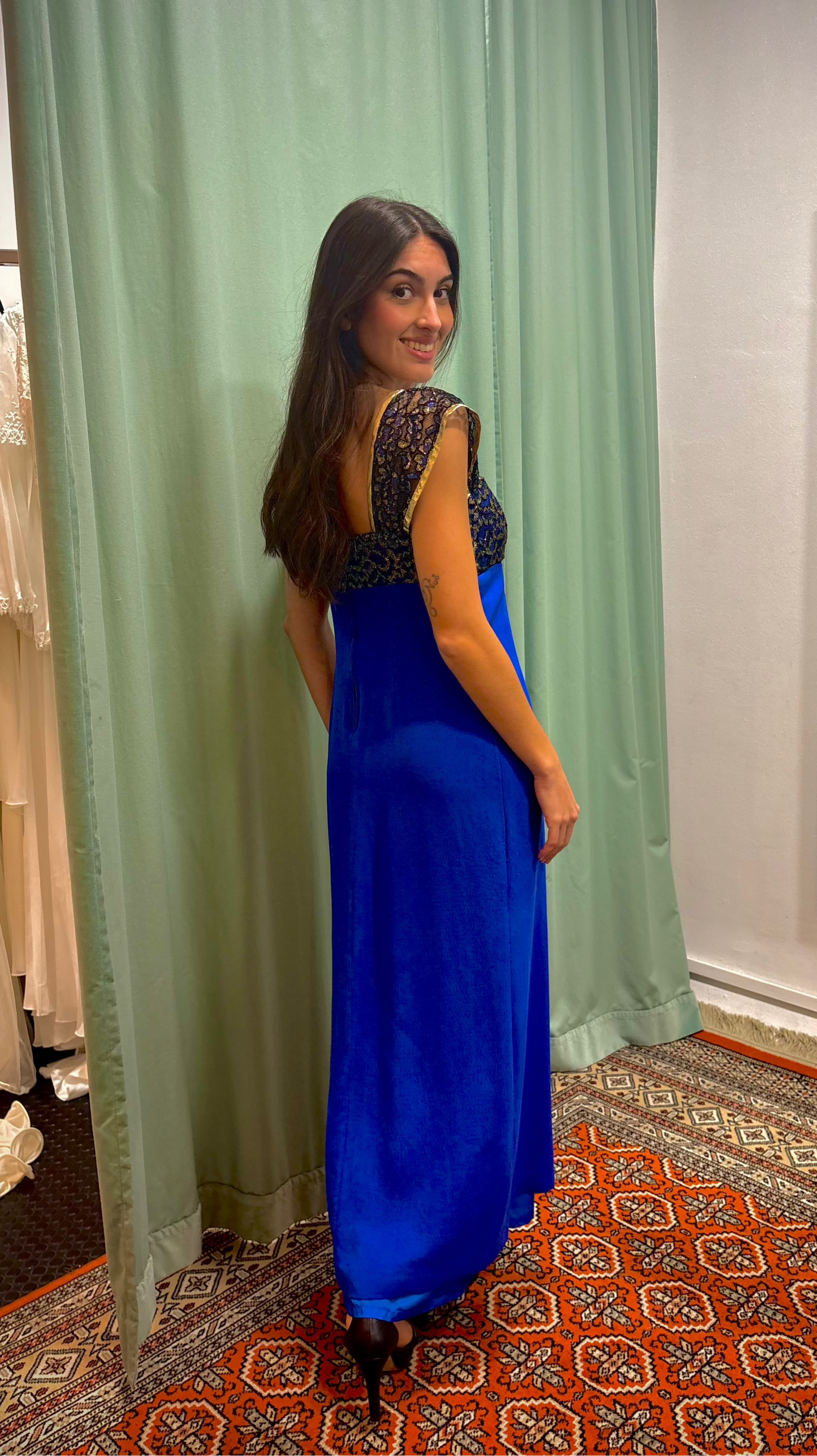 Cobalt blue dress from the 80s