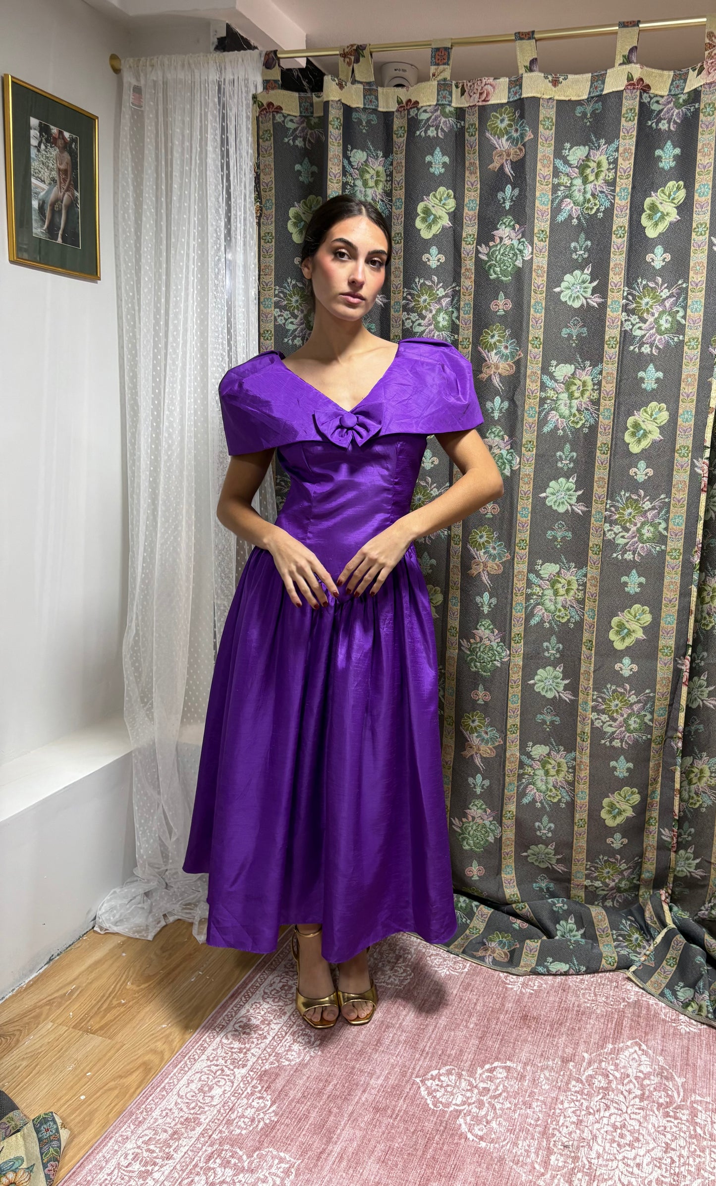 vestido vintage cuello bardot